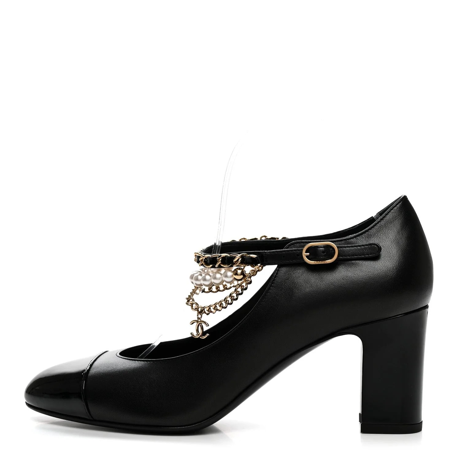 Chanel — Shiny Cap Toe Ankle Chain 39.5 — Designer Shoe — resale