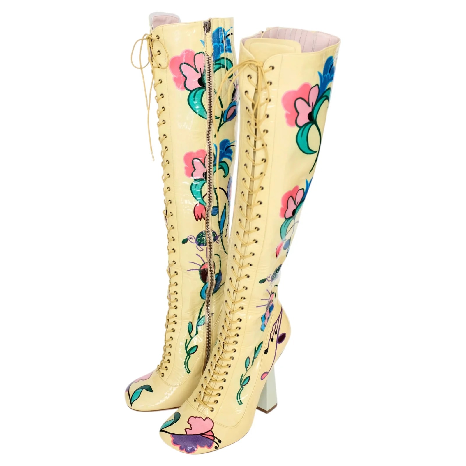 Miu Miu — Miu Floral Knee High 39 — Designer Shoe — resale