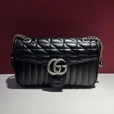Gucci — Gucci Marmont Logo Chain Vertical Striped Quilted - Very Good #XEYBF8 — Handbag — resale