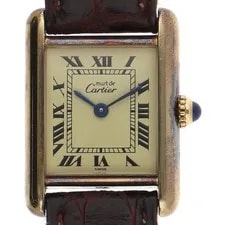 Cartier — Cartier 590005 Must Tank White Dial Quartz Gold Plated Leather ’S — Watch — resale