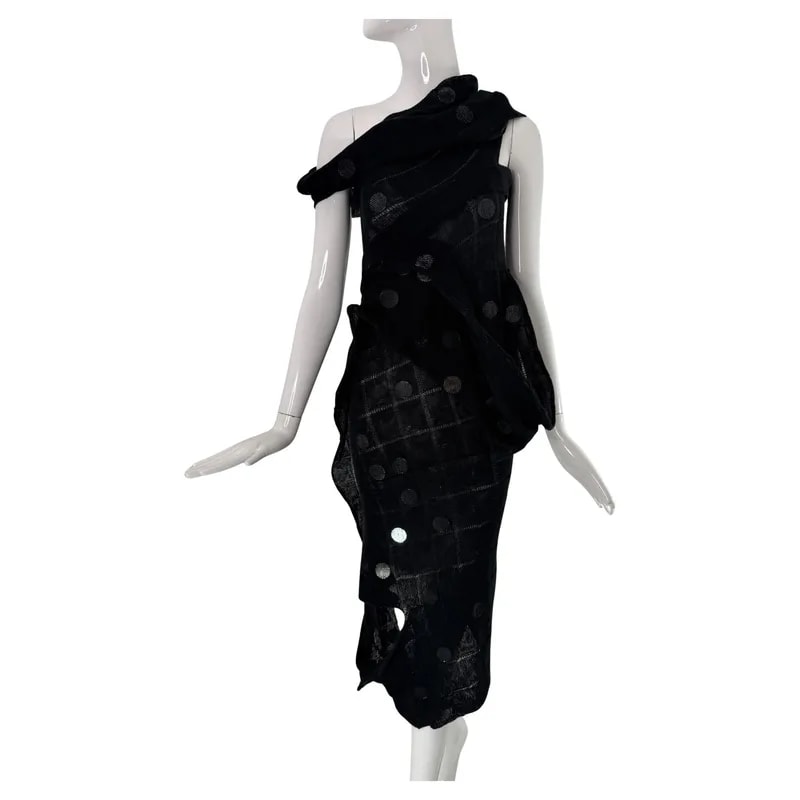 Yohji Yamamoto — Ragne Kikas for Yohji Yamamoto Knitted Open Work Caged Mirror Sequin Dress — decorative_object — resale