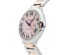 Cartier — Cartier Ballon Bleu Steel and Gold Automatic 36mm Pink MOP Dial Bracelet — Watch — resale