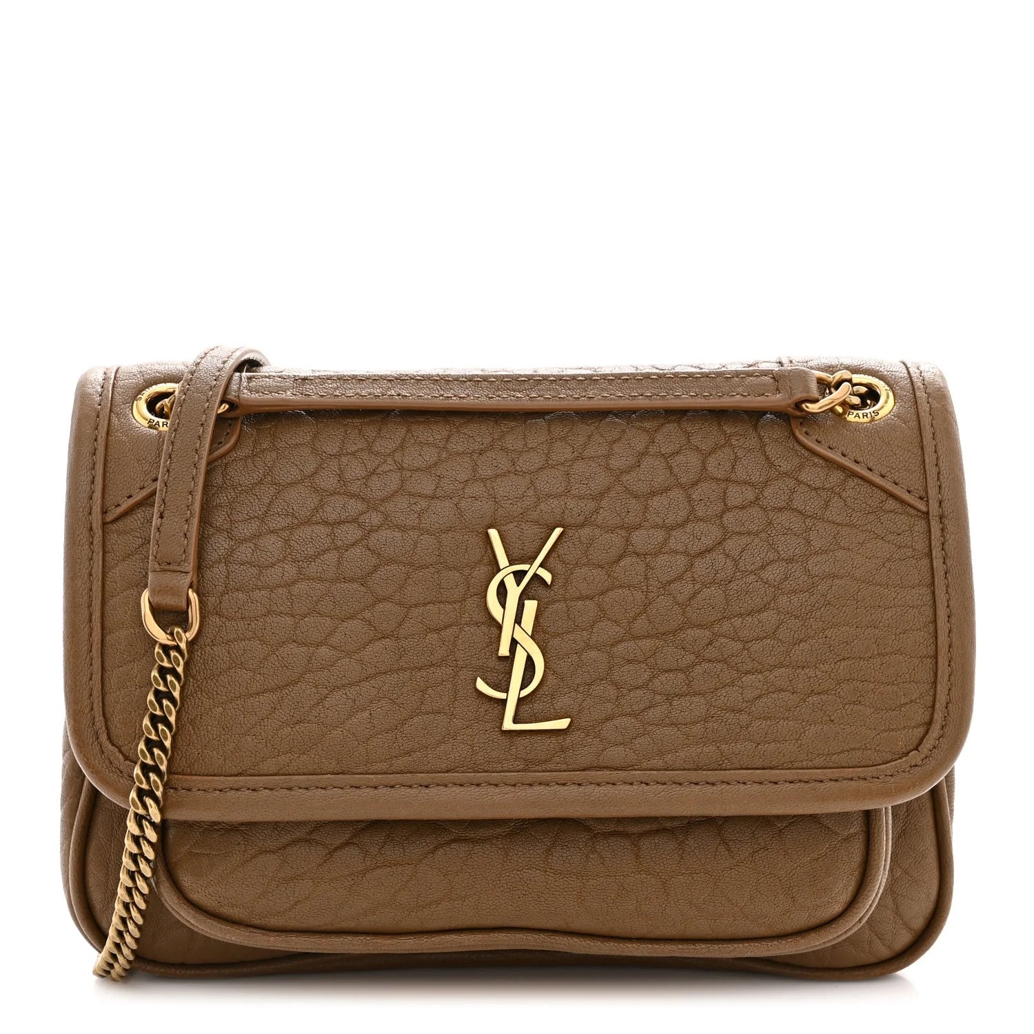 Saint Laurent — Grained Mini Niki Chain Satchel Dark Cork — Handbag — resale