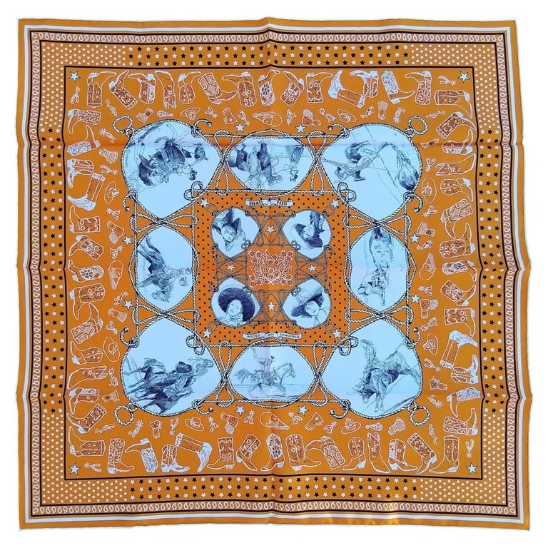 Hermès — Hermès Rodeo des Cowgirls Bandana Scarf 55 Cm Kermit Oliver Horse Texas — Accessory — resale