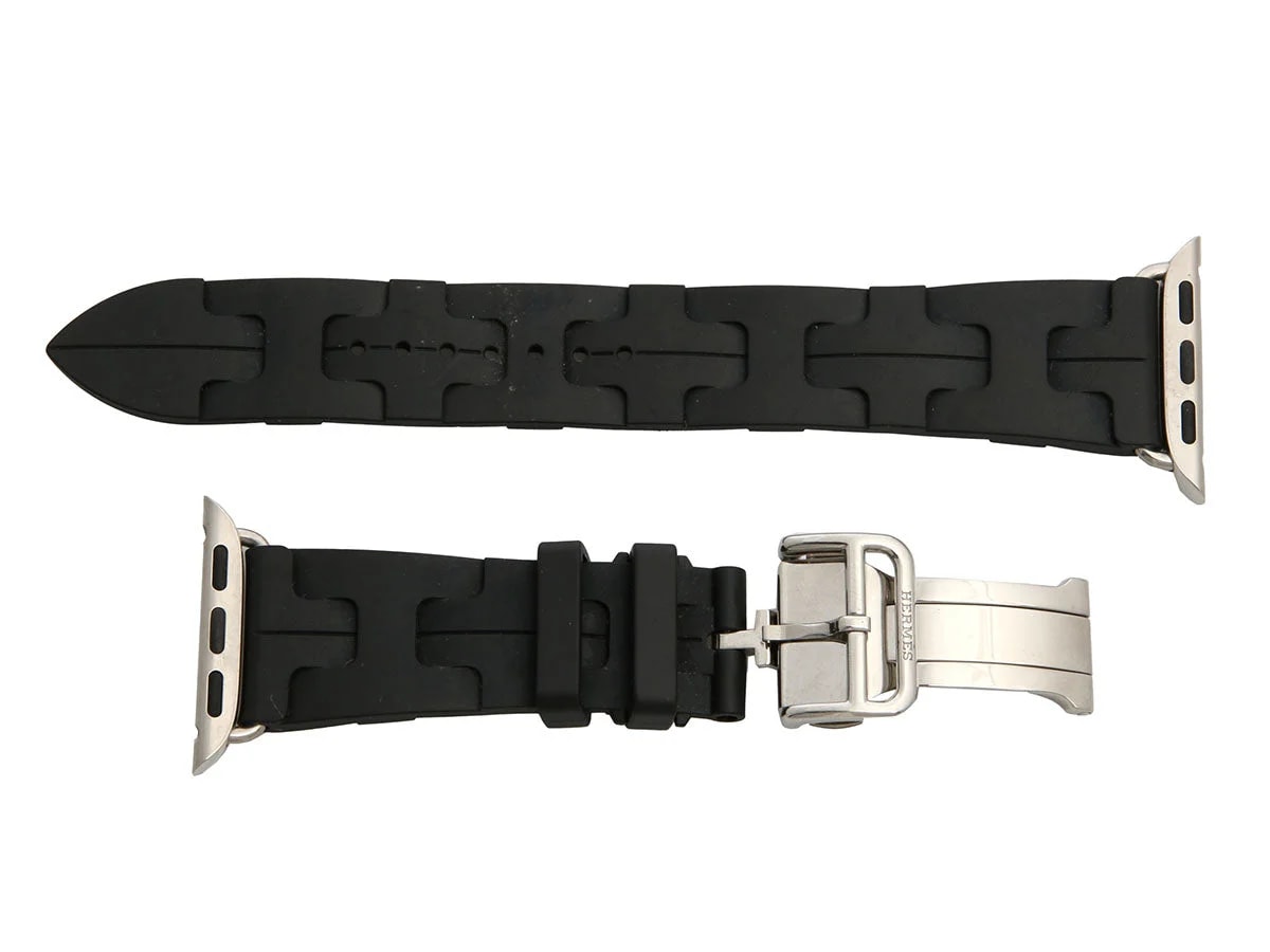 Hermès — Hermès Black Rubber Apple Single Tour Deployment Buckle Kilim Band 46mm — Watch — resale