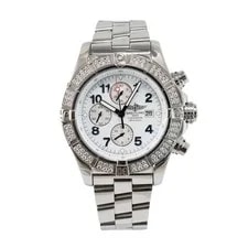Breitling — Breitling Super Avenger 48MM A13370 White Dial Diamond Bezel Chrono Steel — Watch — resale