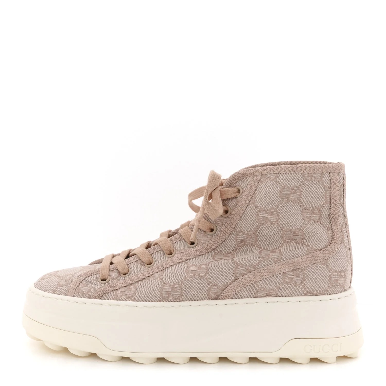 Gucci — New GG Monogram Tennis 1977 High Top 55mm Platform Sneakers 38 Skin Dark Skin — Sneaker — resale