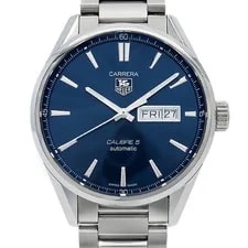 TAG Heuer — TAG Heuer Carrera Caliber 5 WAR201E DayDate 100m Blue SS Steel Automatic — Watch — resale