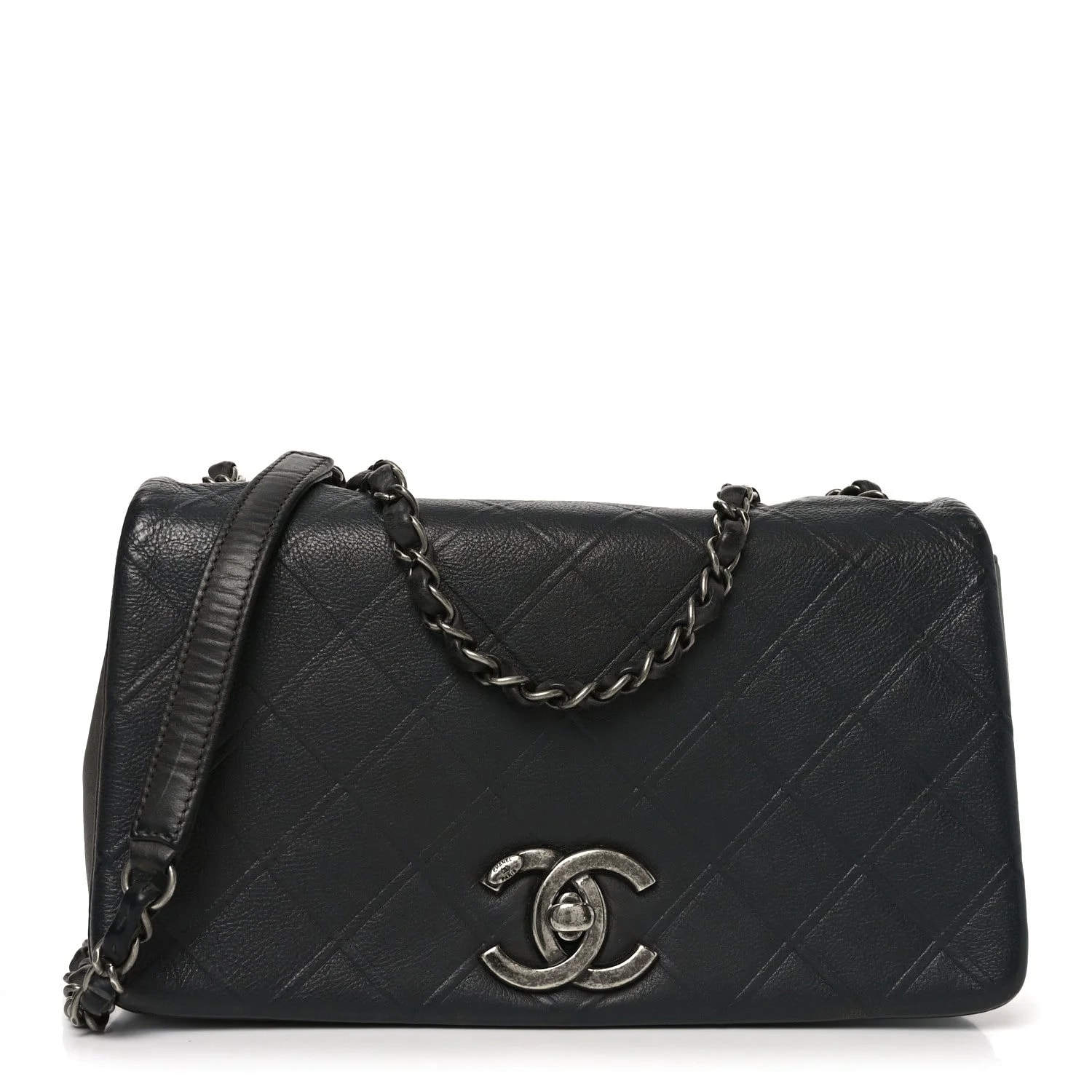 Chanel — Embossed Medium New Chic Flap Dark — Handbag — resale