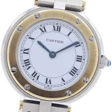 Cartier — Cartier Santos Round SM YG Bezel White Dial Quartz Watch_954285 — Watch — resale