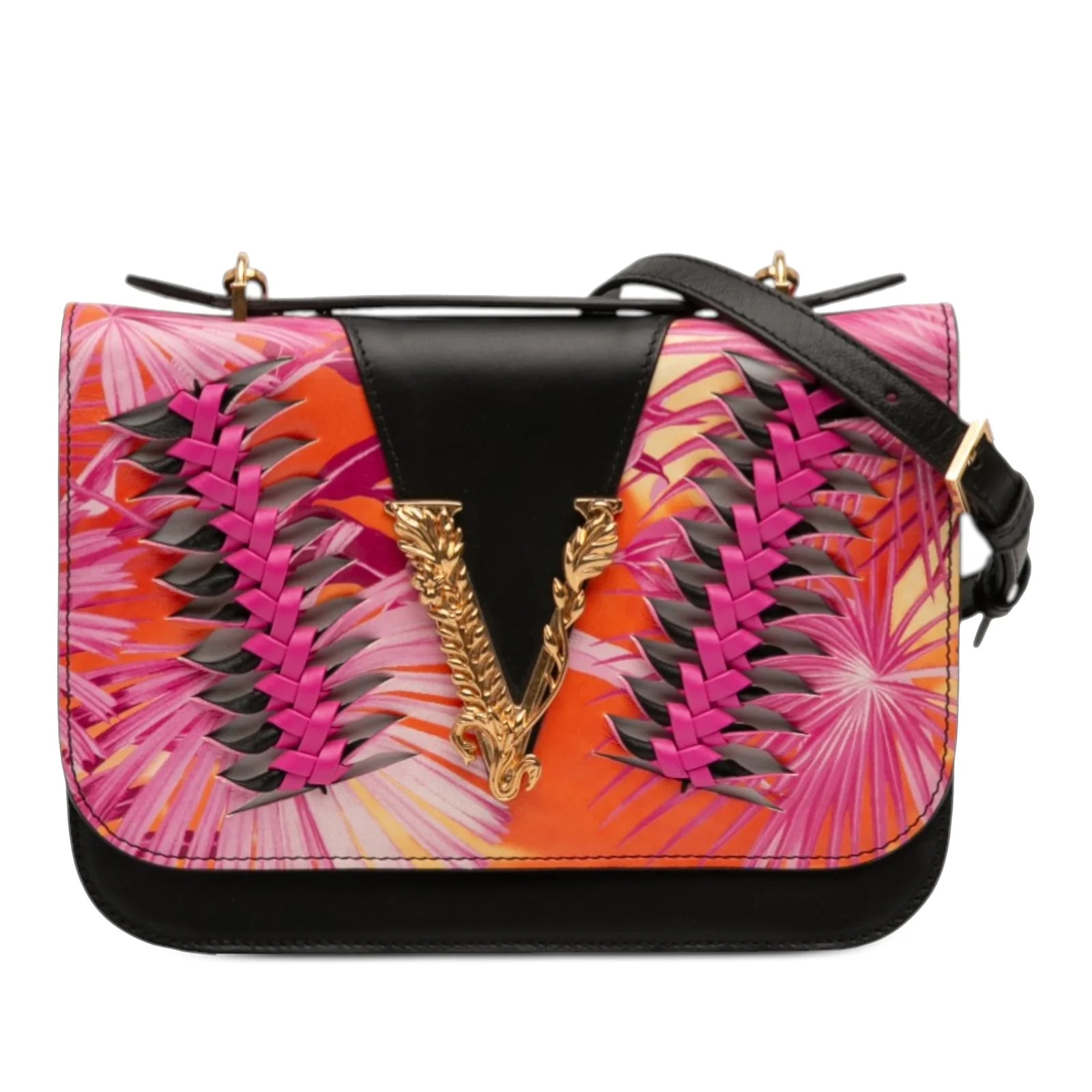 Versace — Jungle Weave Virtus Satchel — Handbag — resale