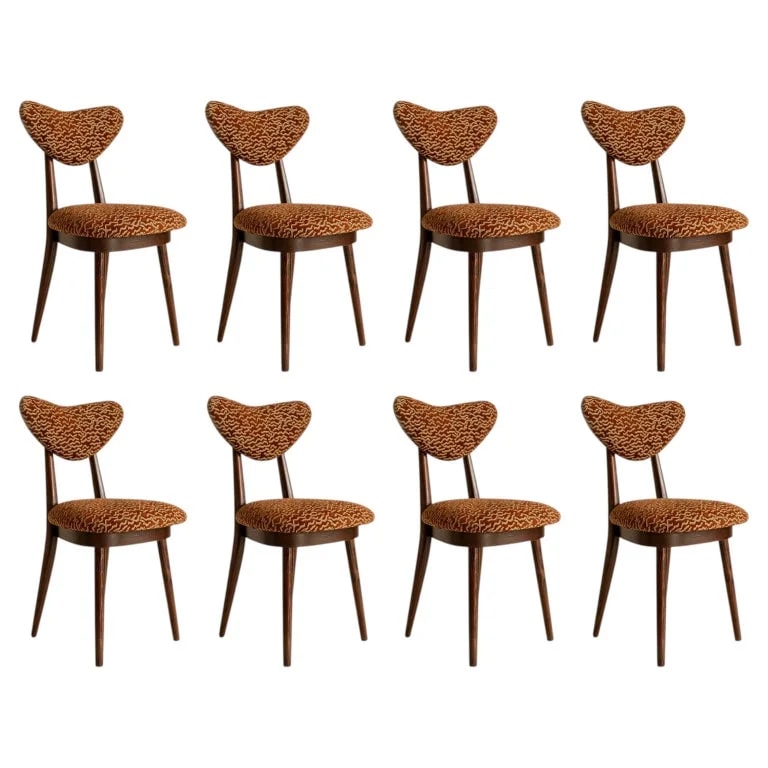 Pierre Frey — Set of Eight Mid Century Heart in Dunes Pierre Frey Fabric, Europe, 1960s — Furniture — resale