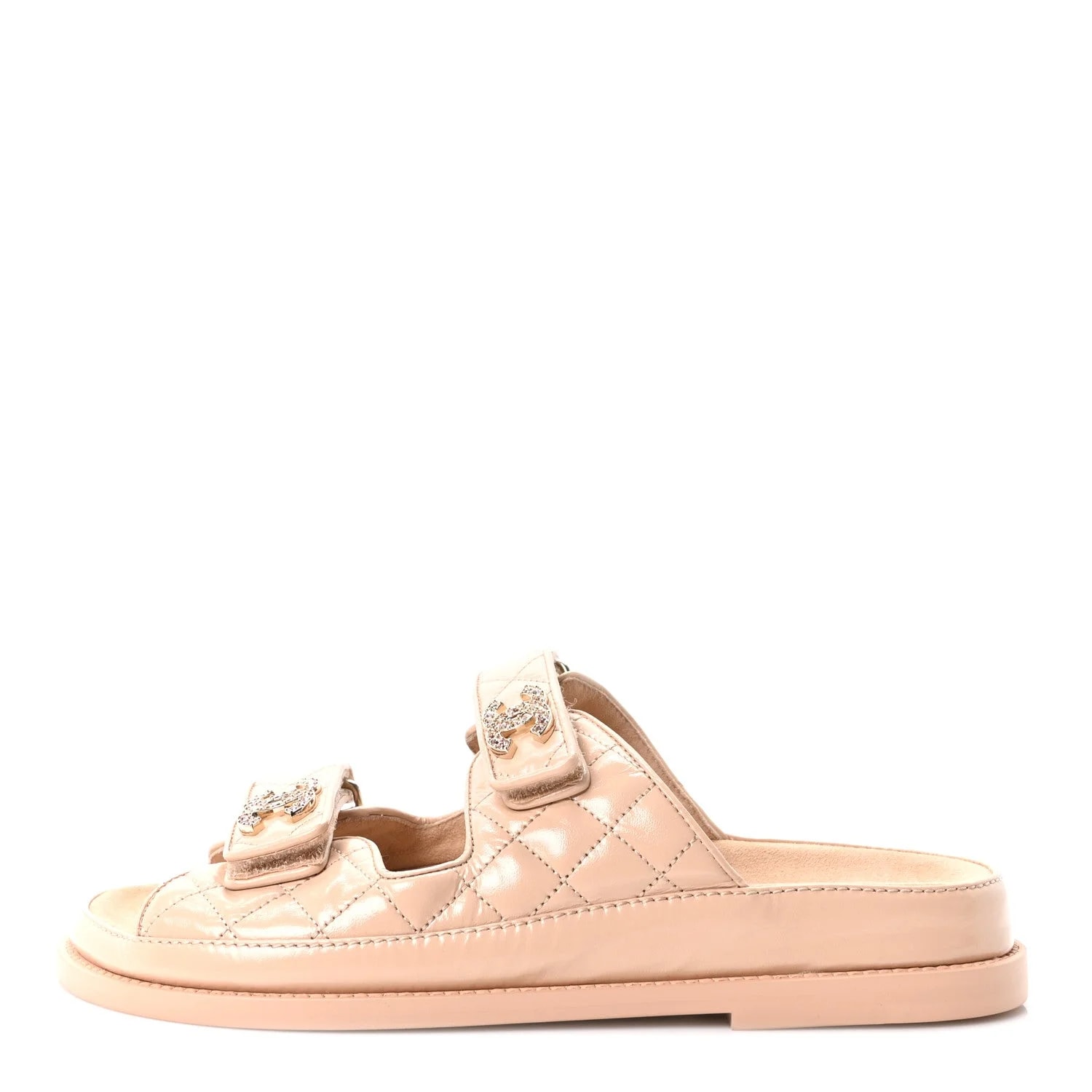 Chanel — Shiny Velcro Dad CC Slide 38 — Designer Shoe — resale