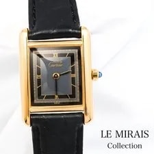 Cartier — Overhauled Cartier Must Tank SM Gray Black Roman Dial Gold SV925 Wa — Watch — resale