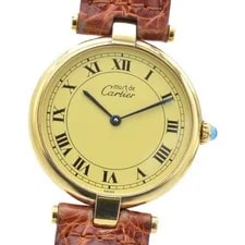 Cartier — Cartier Must Vendome GP Leather Quartz Ivory Dial S US — Watch — resale