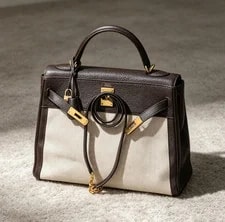 Hermès — Hermès Kelly 32 Ebene HW Flap Top Handle Chain — Handbag — resale