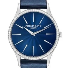Patek Philippe — Patek Philippe Calatrava White Gold Blue Dial Diamond 4897 Box Papers — Watch — resale