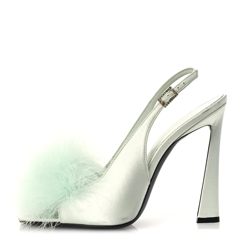 Saint Laurent — Crepe Mae Feathered Slight 38 — Designer Shoe — resale