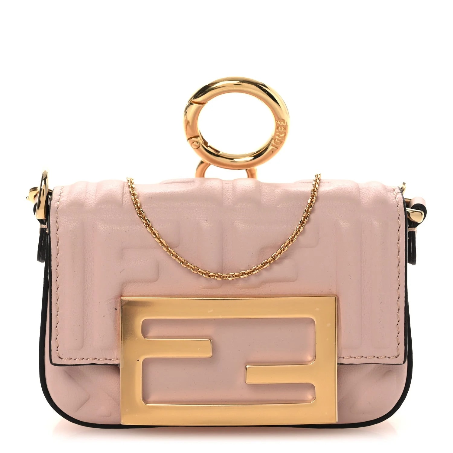 Fendi — Matisse Embossed Nano Maxi Buckle Baguette Charm Rosa Quarzo — Handbag — resale