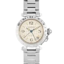 Cartier — Cartier W31078M7 2377 Pasha C Meridian GMT Silver Dial SS S — Watch — resale