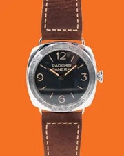 Panerai — Panerai Radiomir 3 Days Acciaio Brevettato 47mm pam00685 Black Dial Brown Strap — Watch — resale
