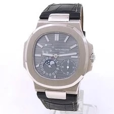 Patek Philippe — Patek Philippe Nautilus 18k White Gold Leather Auto Grey 5712G-001 — Watch — resale