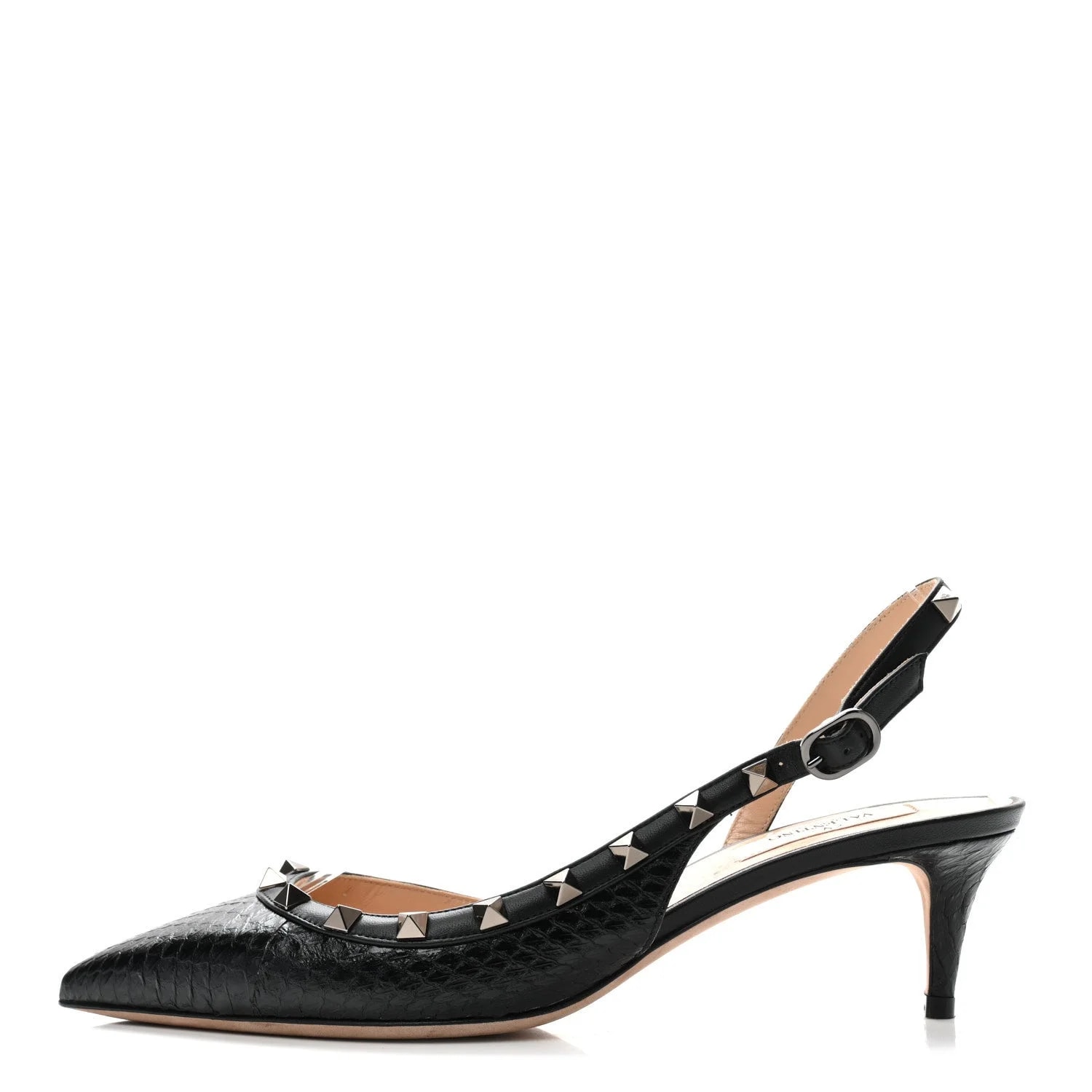 Valentino Garavani — Rockstud Half D'Orsay Slingback 50mm 38 — Designer Shoe — resale