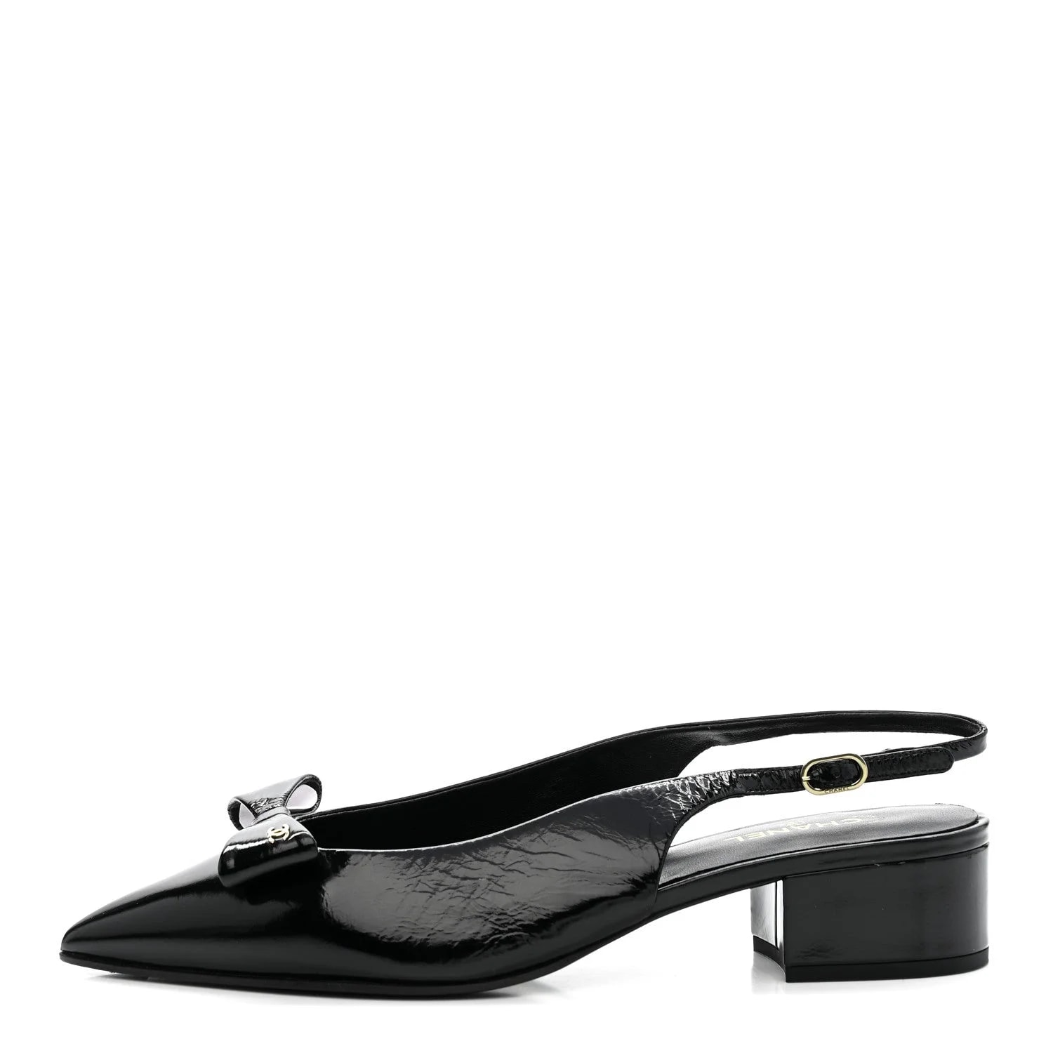 Chanel — Crumpled CC Bow Slingback 38.5 — Designer Shoe — resale