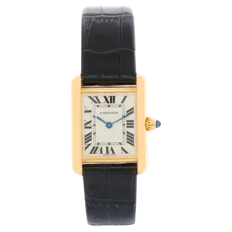 Cartier — Cartier Tank 18k Yellow Gold on Leather Band 2442 W1529856 — Watch — resale