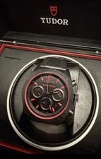 Tudor — Tudor Fastrider Black Shield Chronograph Black/Red Dial Rubber Strap Box/Papers — Watch — resale