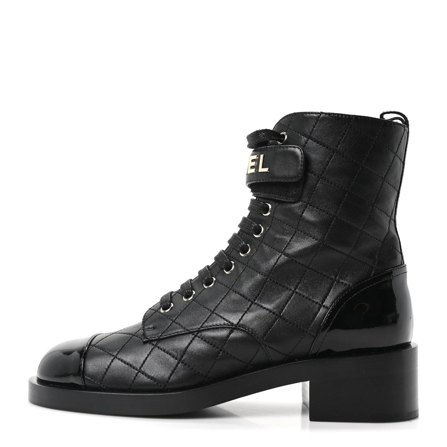 Chanel — Logo Lace Up Combat 39.5 — Designer Shoe — resale