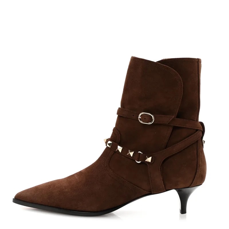 Valentino Garavani — Rockstud Flair 85 Ankle Booties 36 Fondant — Designer Shoe — resale