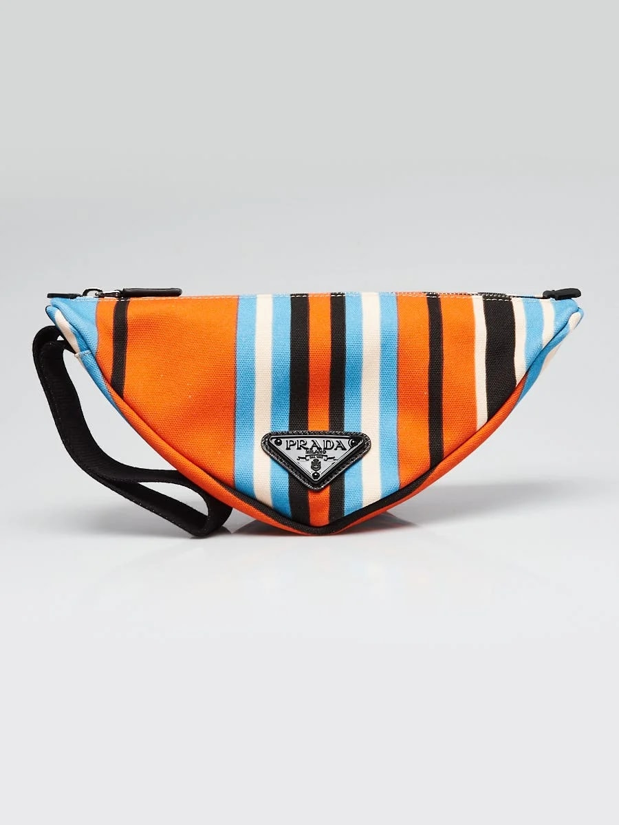 Prada — Prada / Striped Triangle Wristlet 2NE053 — Handbag — resale