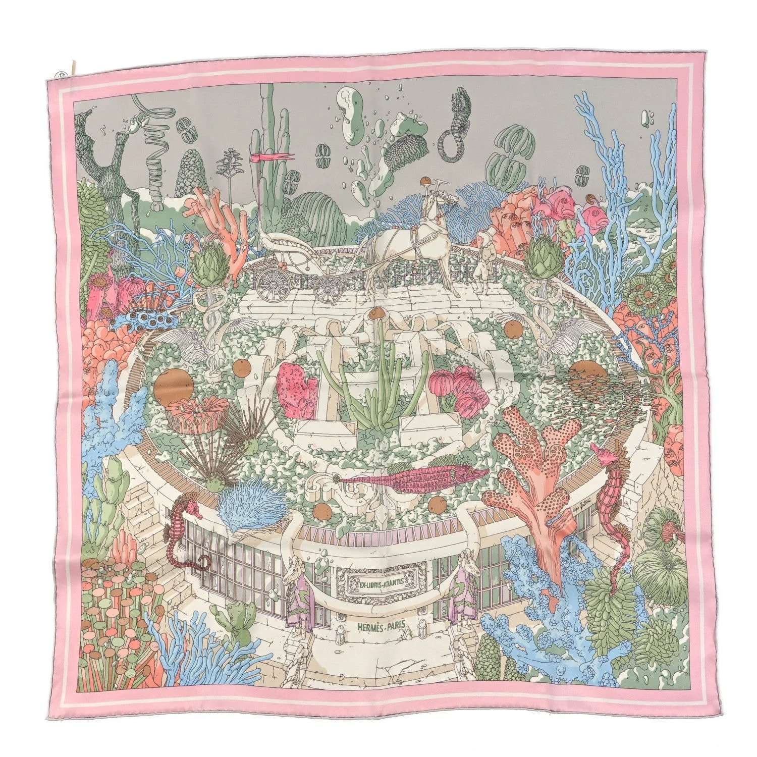 Hermès — Ex Libris Atlantis Scarf 70 Perle Pale — Accessory — resale