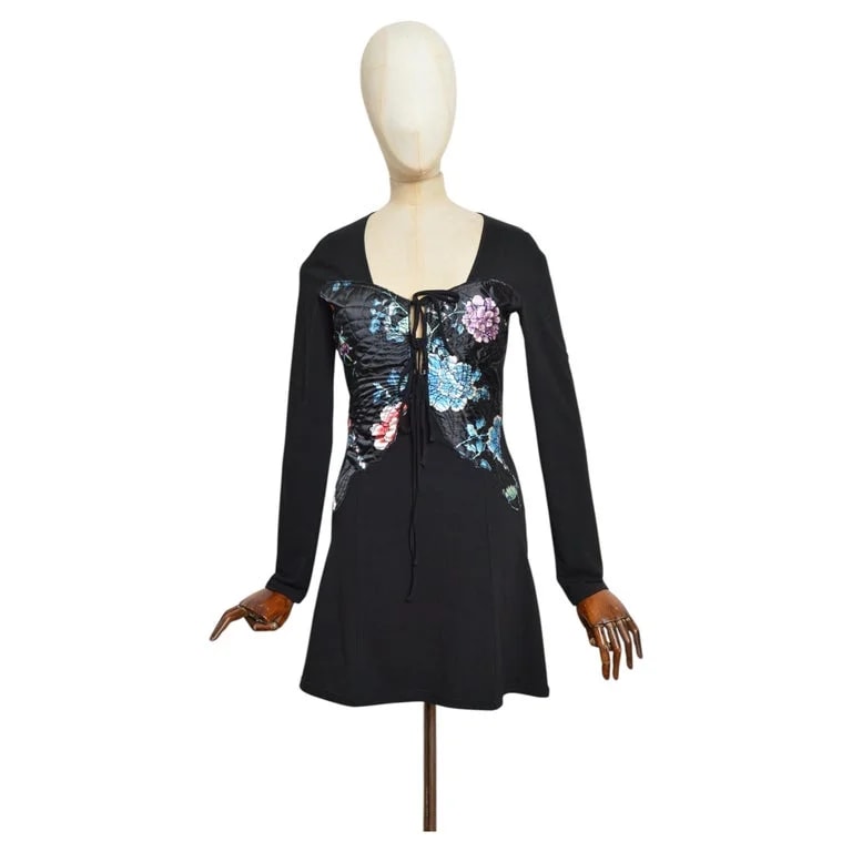 Just Cavalli, Roberto Cavalli — 2000s Roberto Cavalli Butterfly Appliqué Long Sleeved Mini Dress — Clothing — resale