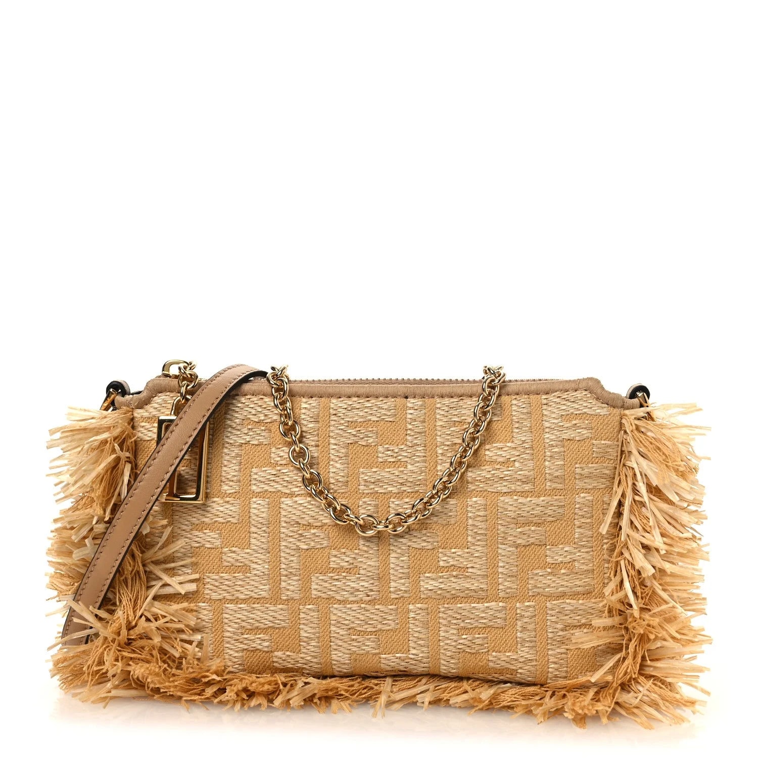Fendi — Fringe Embroidered Baguette Dark — Handbag — resale