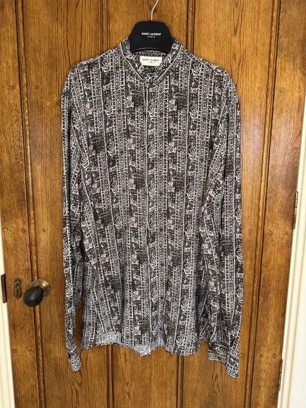 Saint Laurent — Saint Laurent Henley Clover Shirt Floral Paisley — streetwear — resale