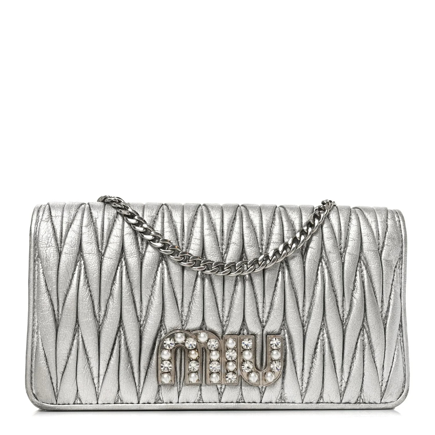 Miu Miu — Metallic Matelasse Chain Crossbody — Handbag — resale