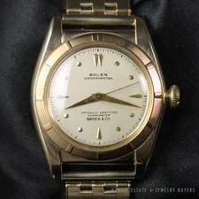Rolex — Rolex Bubble Back Oyster Perpetual Brock & Co 14K Yellow Gold 1940s — Watch — resale