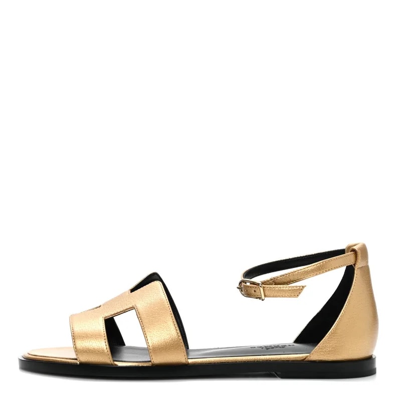 Hermès — Metallic Chamkilight Santorini 36 Dore — Designer Shoe — resale