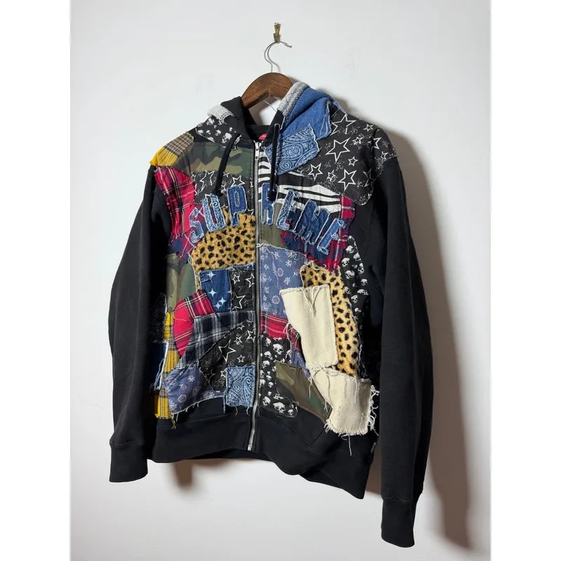 Supreme — Supreme Patchwork Zip Up Hooded Sweatshirt — streetwear — resale