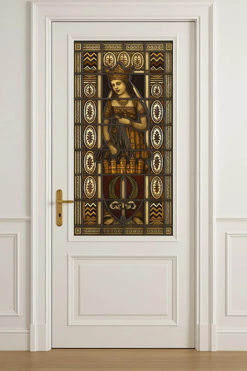 Leaded Glass Window Picturing the Queen of the East, ca. 1899 — Furniture — resale