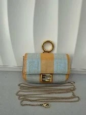 Fendi — Auth Fendi Nano Baguette Woven Stripe Buckle Crossbody — Handbag — resale