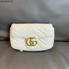 Gucci — Gucci White Gold GG Marmont Mini Crossbody for — Handbag — resale