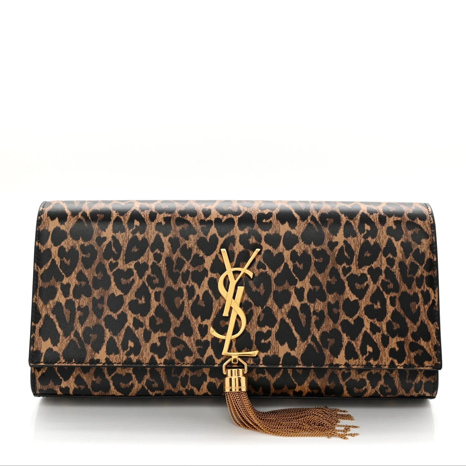 Saint Laurent — Heart Leopard Printed Classic Kate Tassel Naturale — Handbag — resale