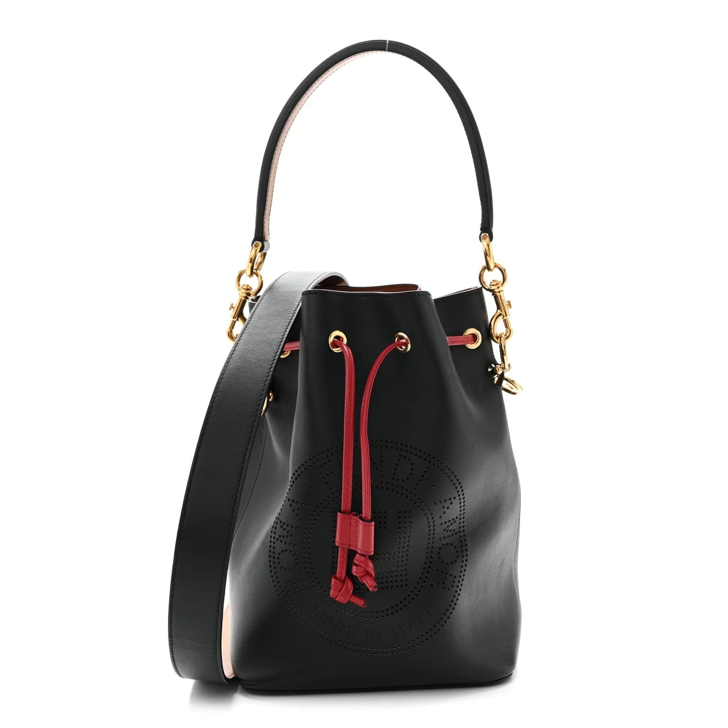 Fendi — Vitello Grace F Is Fendi Stamp Patch Perforated Small Mon Tresor Bucket — Handbag — resale