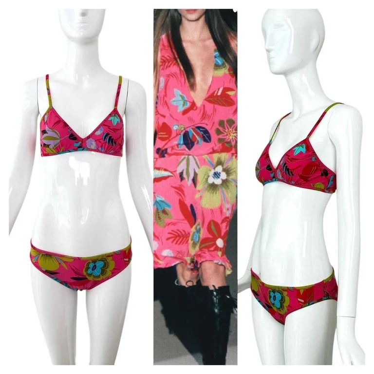 Gucci — Gucci By TOM Ford 1999 Floral Runway Print 2 Piece Bikini Bathing Suit — Designer Shoe — resale