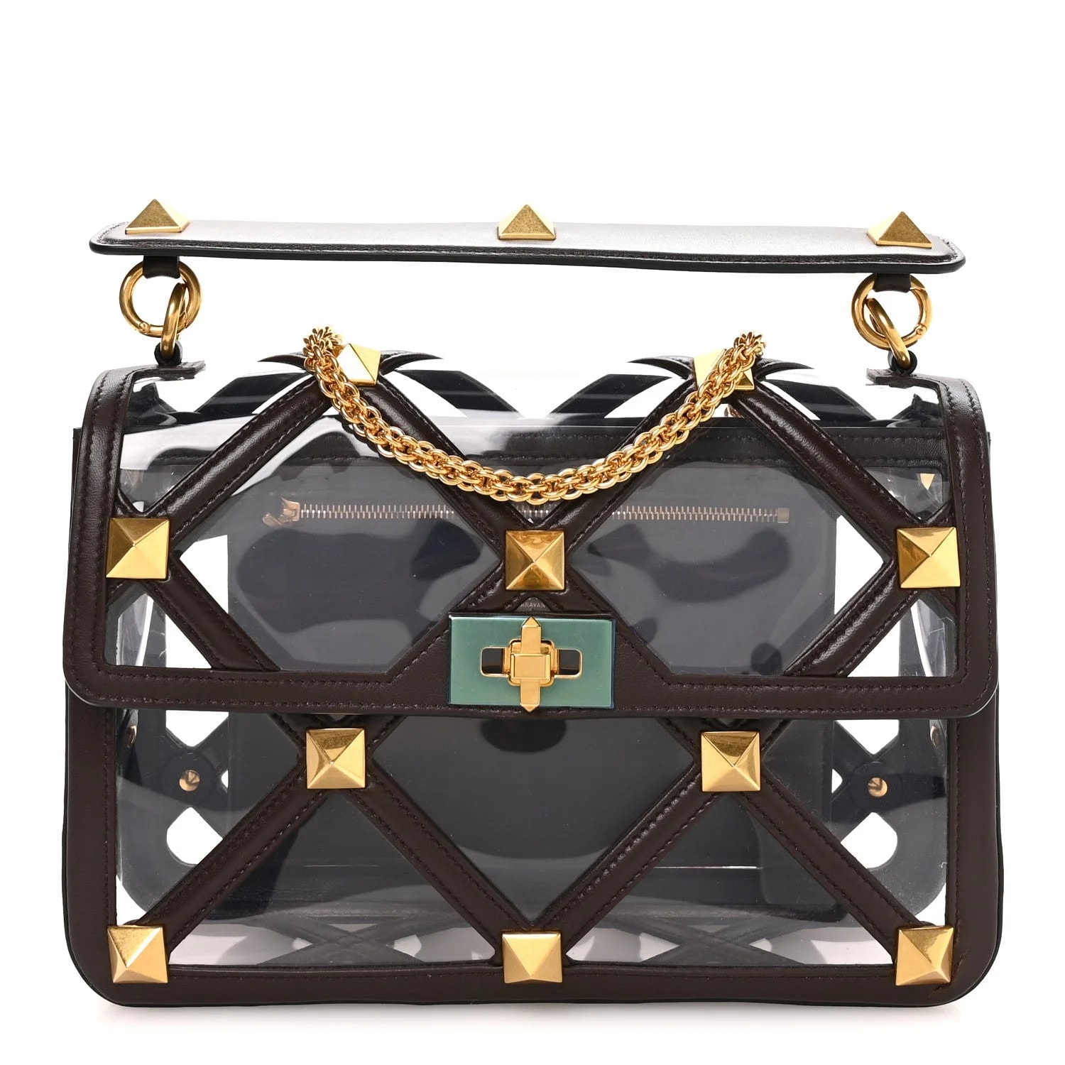 Valentino Garavani — Large Roman Stud Transparent Dark — Handbag — resale