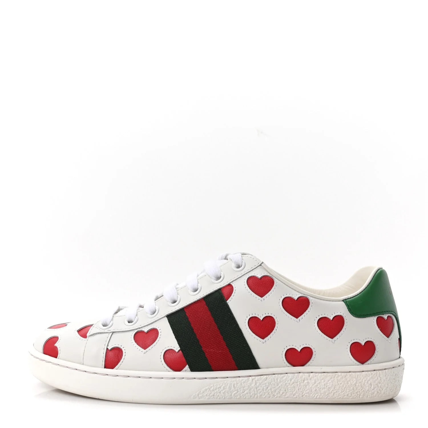 Gucci — Miro Soft Web Heart Cut Out Ace 36.5 Light Hibiscus New Shamarock — Sneaker — resale
