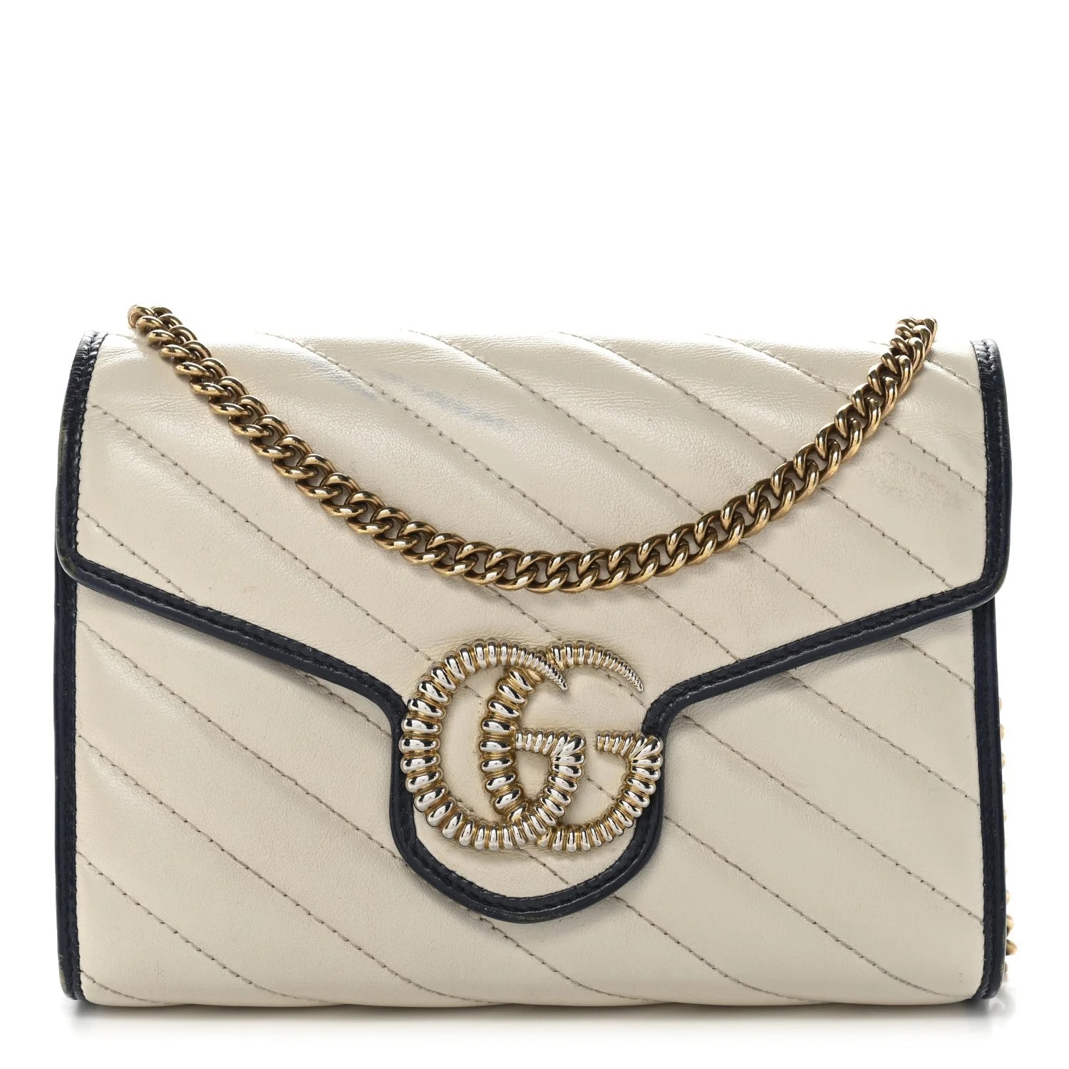 Gucci — Effect Matelasse Diagonal Torchon GG Marmont Chain Wallet Mystic Agata — Handbag — resale